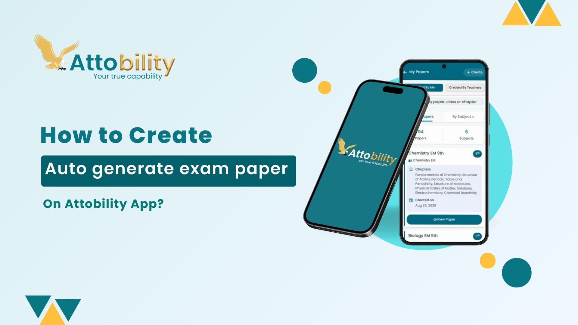 How to create auto generate exam paper on Attobility app?